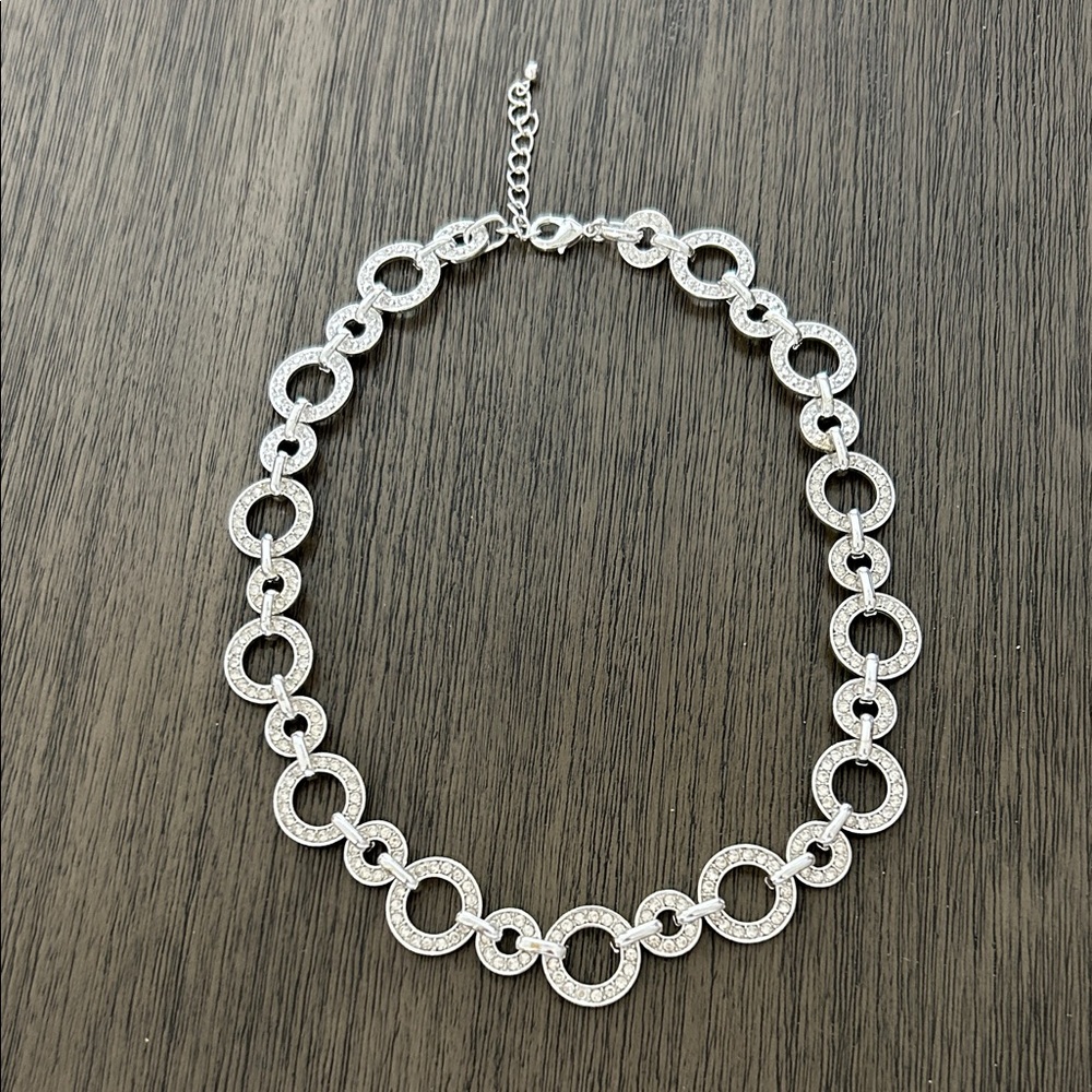Chic Silver Circle Link Necklace